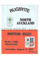 North Auckland v British Lions 1977 rugby  Programme